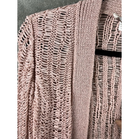 Chicos Cardigan Sweater Size 0 Small Open Front Pink Midweight Chunky Knit - Picture 4 of 6